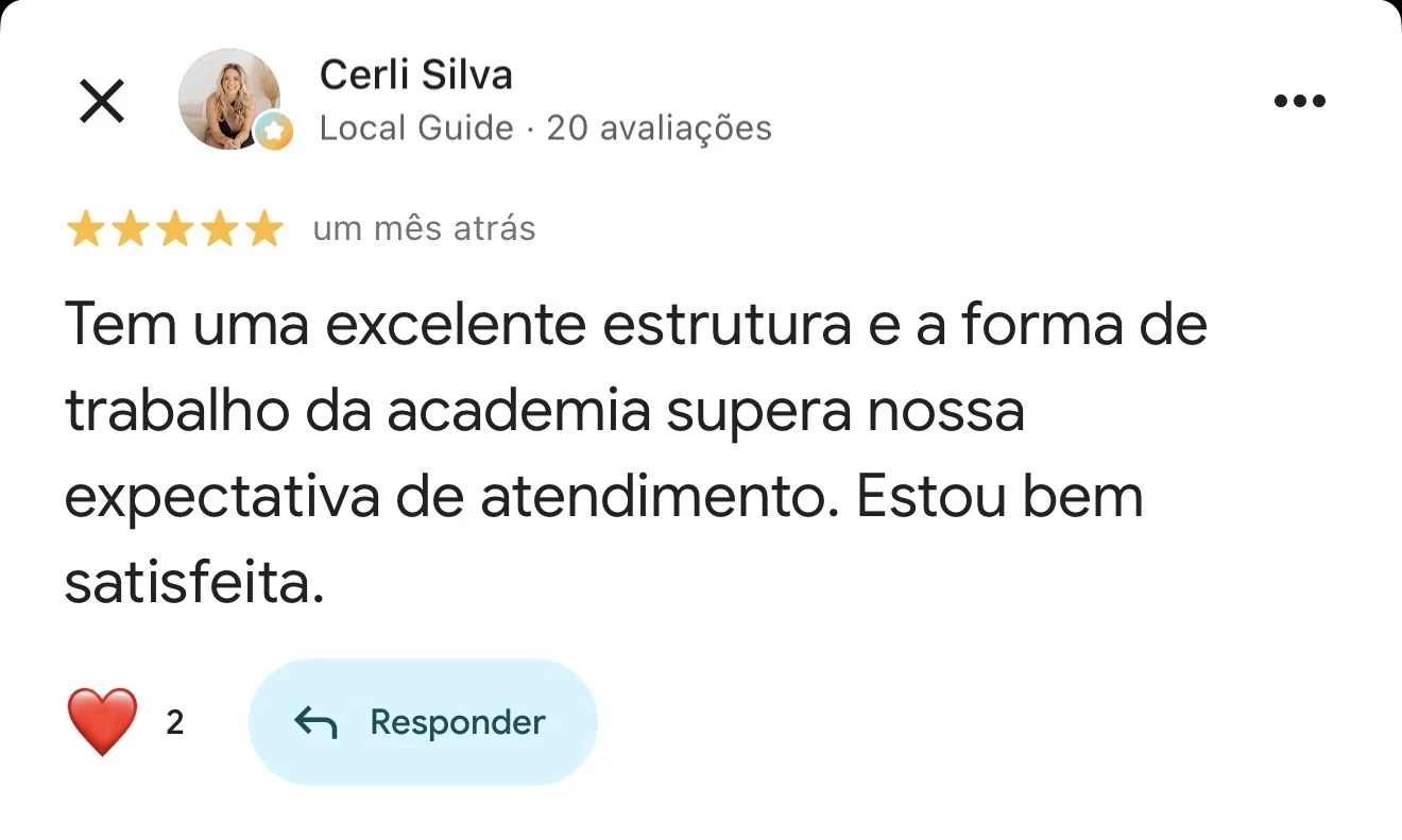 Print da avaliação de Cerli Silva publicada no Google