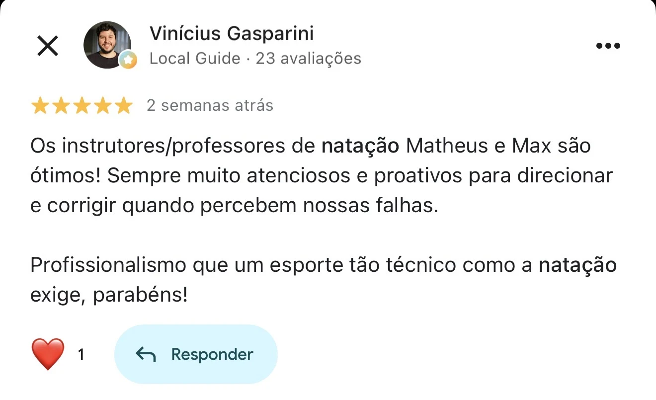 Print da avaliação de Vinícius Gasparini publicada no Google
